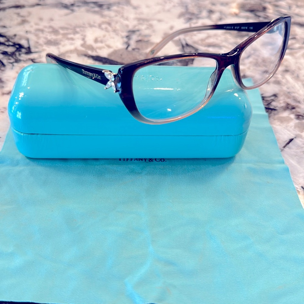 Tiffany & Co TF 2044B 8127 Eyeglasses Glasses Brown Gradient w/ Crystals 55mm